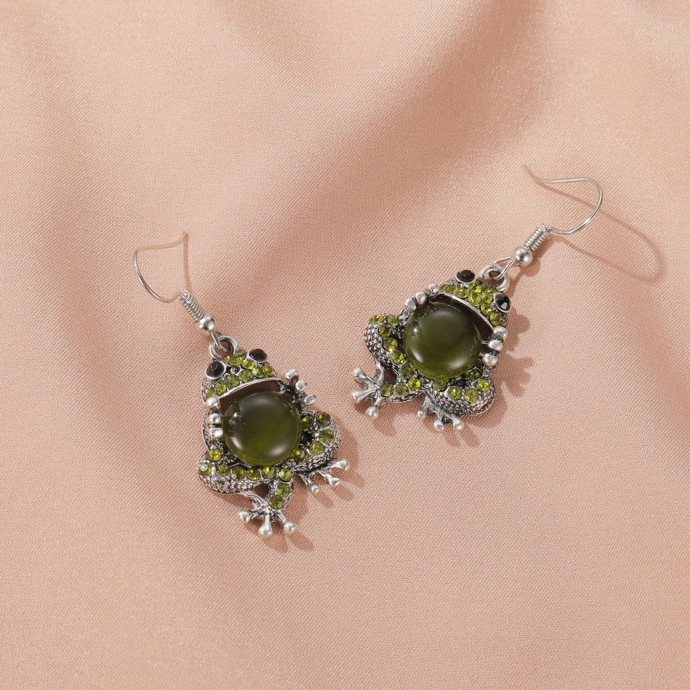 Wholesale Women's Alloy Pet Jewelry With Frog Pattern And Corn Chain Electroplated Earrings And Necklace - Image 3