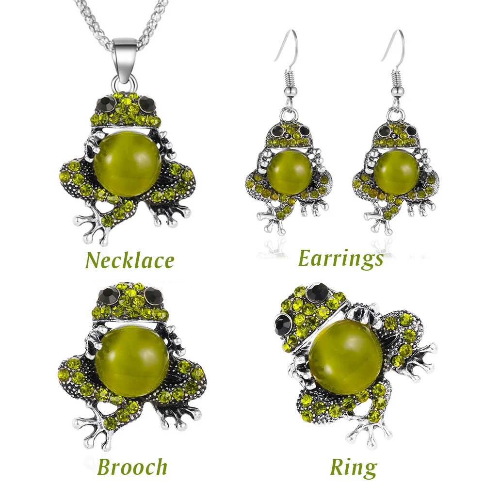 Wholesale Women's Alloy Pet Jewelry With Frog Pattern And Corn Chain Electroplated Earrings And Necklace - Image 5