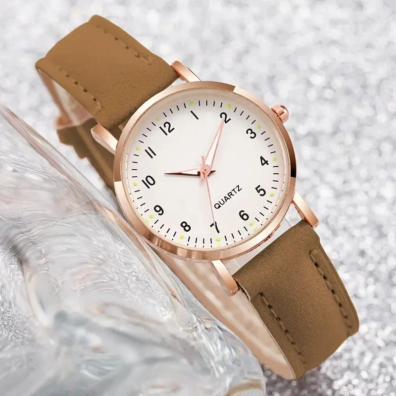 Wholesale Women's Alloy Pu Fashion Round Digital Luminous Pointer Quartz Watch With Onion Crown And Stainless Steel Pin Buckle - Image 2