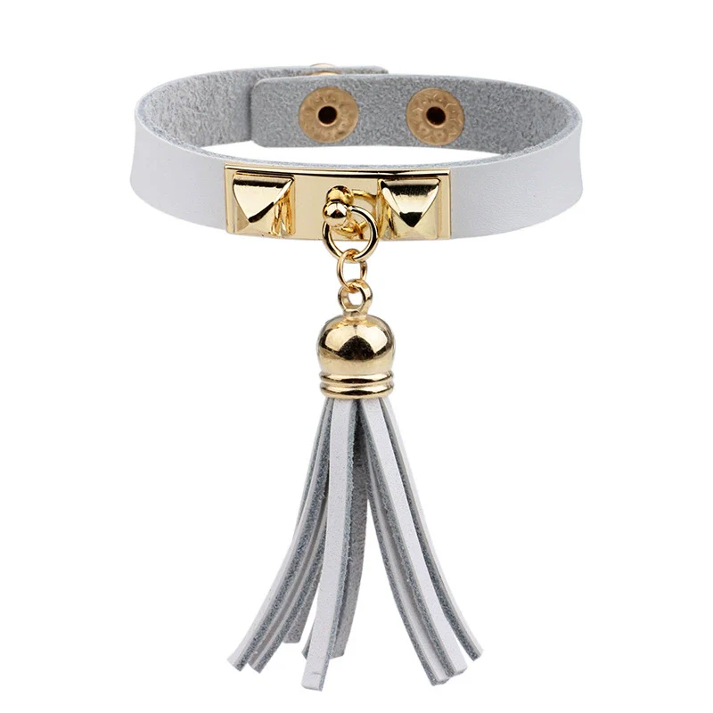 Wholesale Women's Alloy Real Leather Geometric Fan Tassel Rivet Electroplated Fashion Ol Bracelet - Image 6