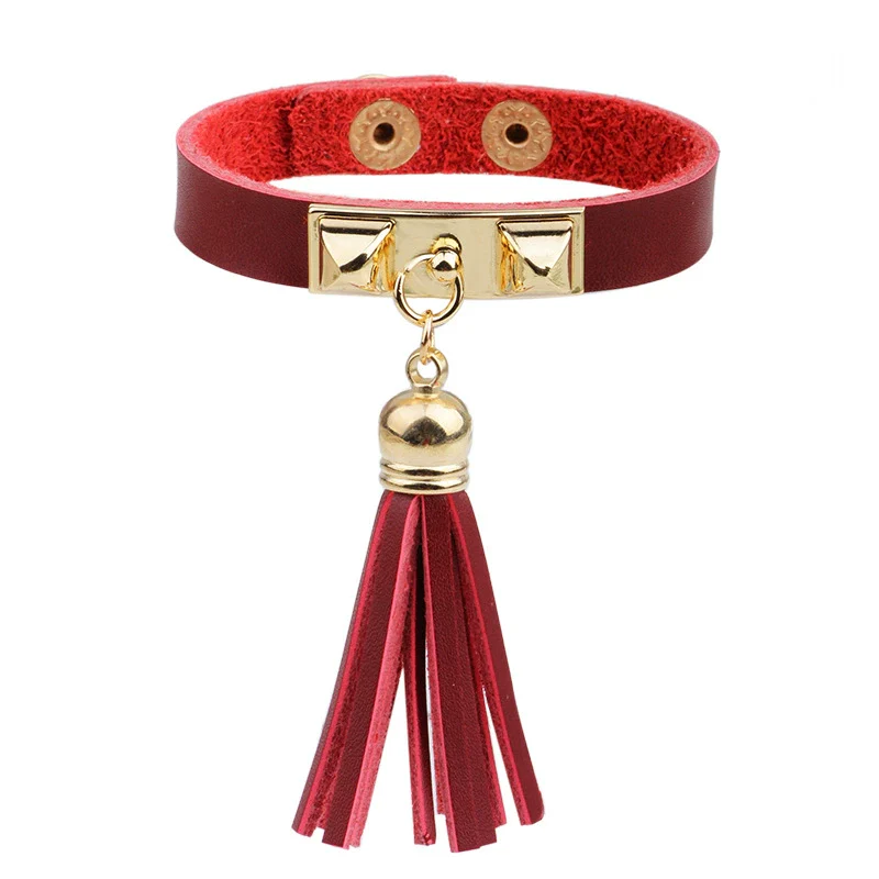 Wholesale Women's Alloy Real Leather Geometric Fan Tassel Rivet Electroplated Fashion Ol Bracelet - Image 9