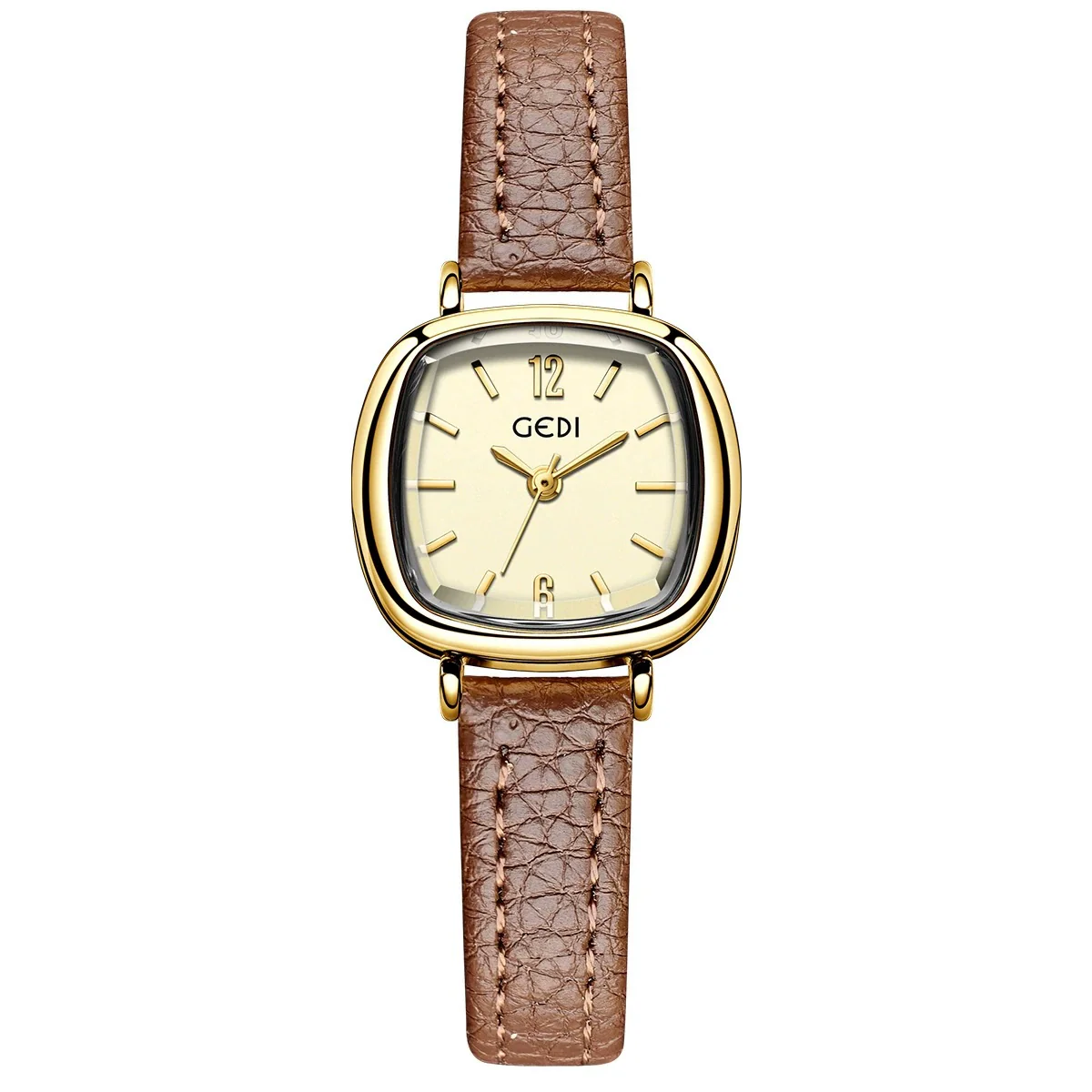 Wholesale Women's Alloy Super Fiber Strap Square Dial Quartz Watch In Retro Style - Image 7