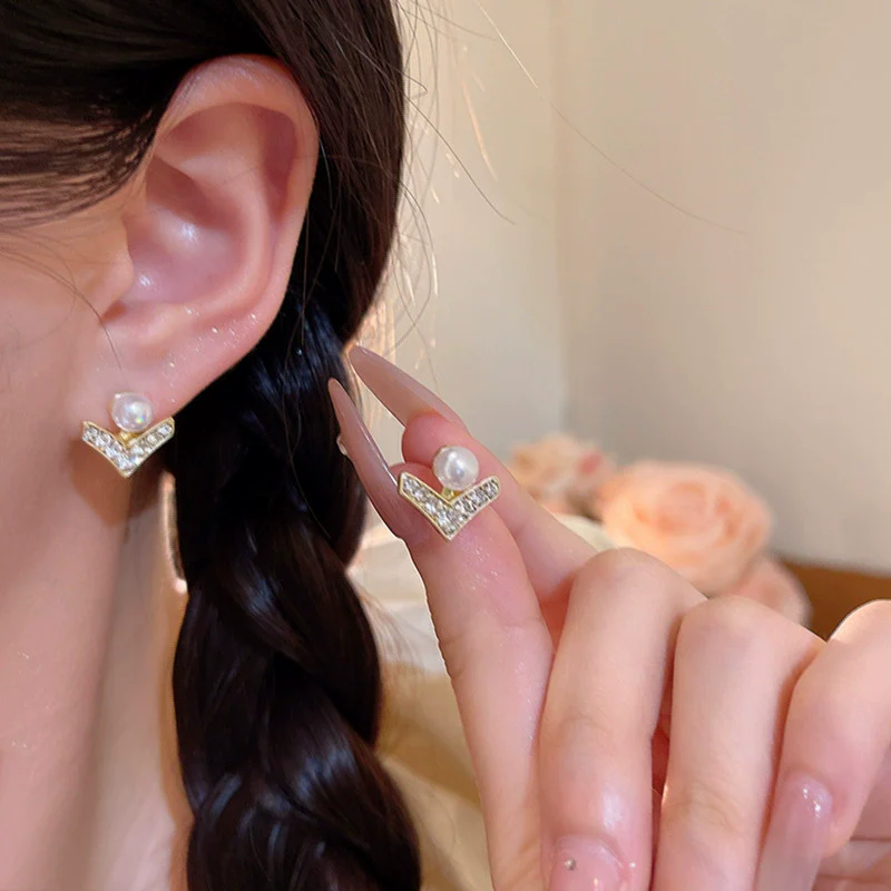 Wholesale Women's Alloy Vshaped Earrings With Letters Numbers Text Pattern And Electroplating