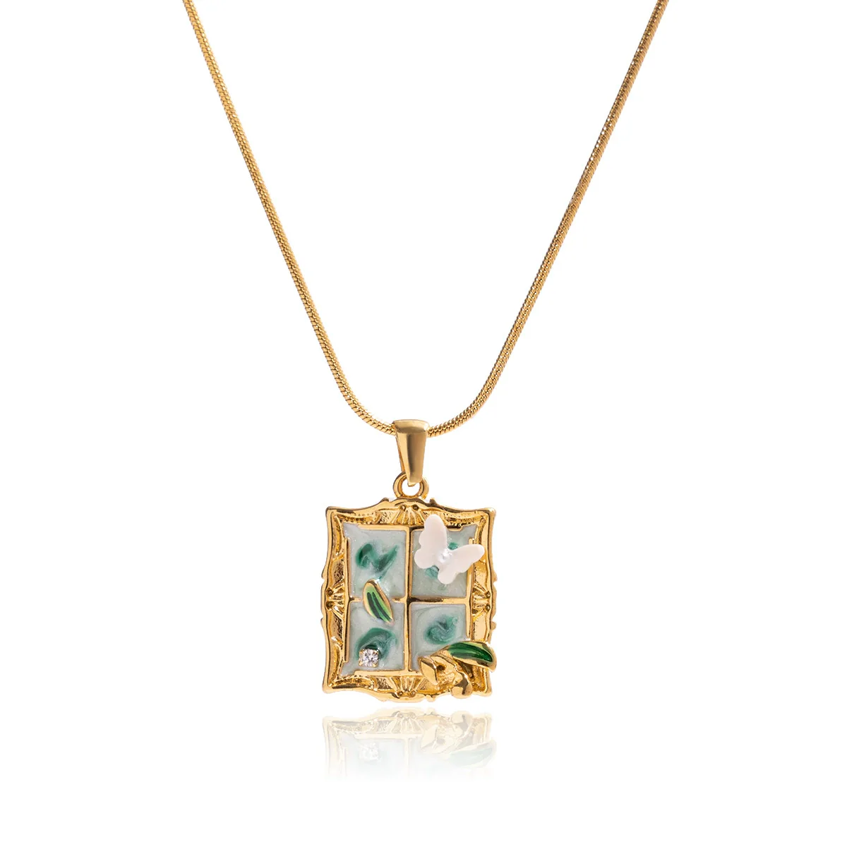 Wholesale Women's Ancient Style Geometric Butterfly Necklace Stainless Steel Electroplated Jewelry - Image 5