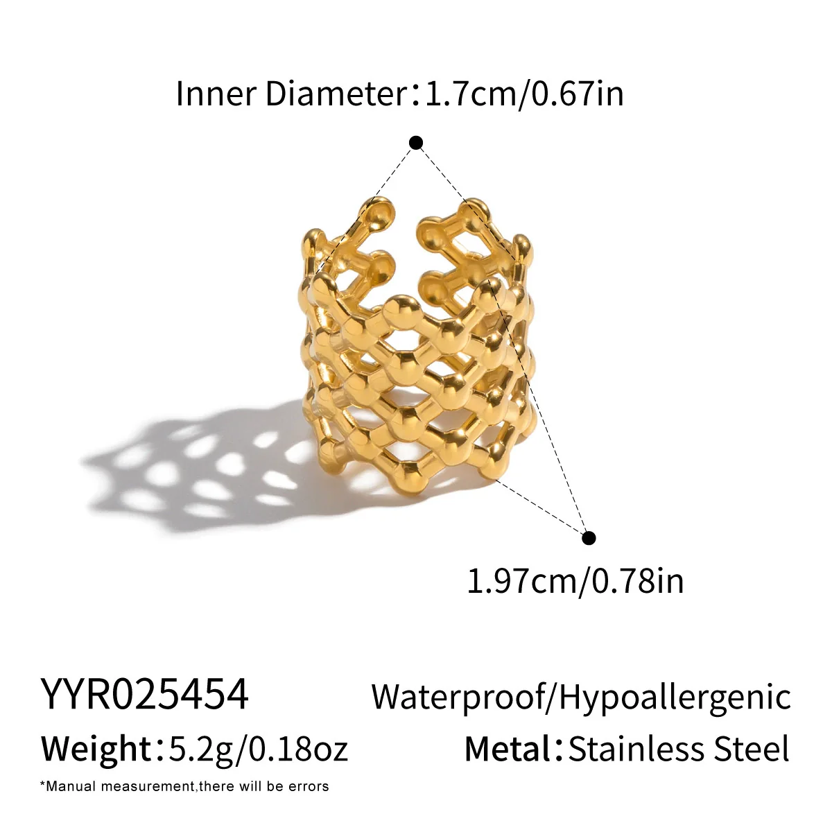 Wholesale Women's Ancient Style Geometric Stainless Steel Ring With Pvd Furnace Vacuum Real Gold Plating - Image 6