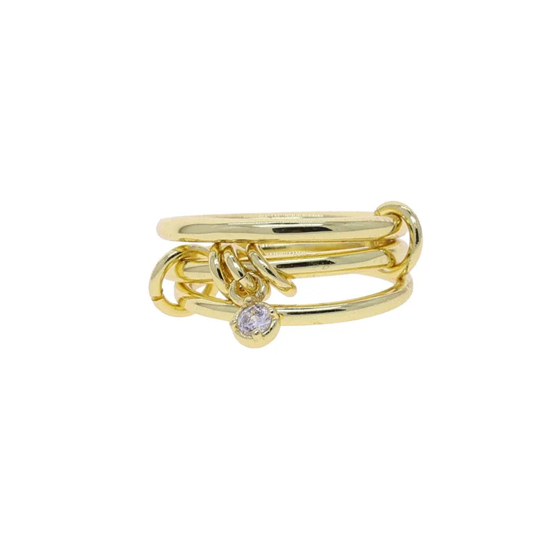 Wholesale Women's And Couple Style Hip Hop Multipiece Overlapping Zircon Ring Set With Diamonds Made Of Copper - Image 11