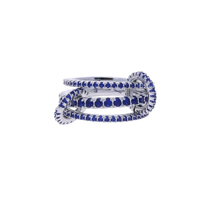 Wholesale Women's And Couple Style Hip Hop Multipiece Overlapping Zircon Ring Set With Diamonds Made Of Copper - Image 15