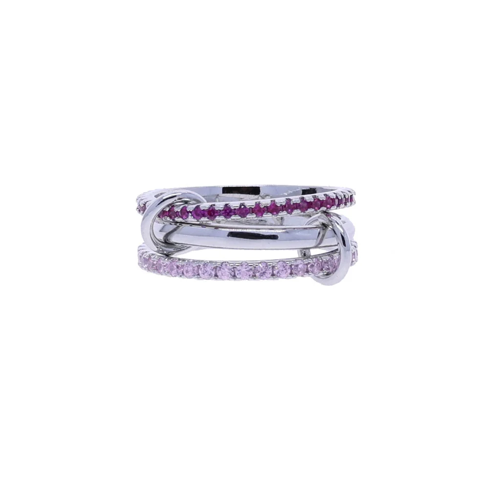 Wholesale Women's And Couple Style Hip Hop Multipiece Overlapping Zircon Ring Set With Diamonds Made Of Copper - Image 18