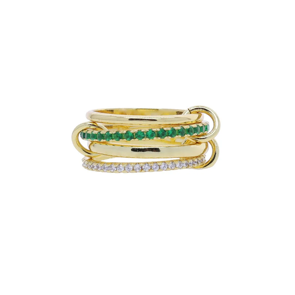 Wholesale Women's And Couple Style Hip Hop Multipiece Overlapping Zircon Ring Set With Diamonds Made Of Copper - Image 22