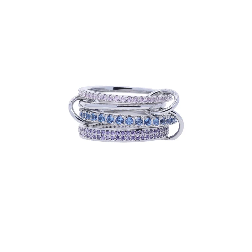 Wholesale Women's And Couple Style Hip Hop Multipiece Overlapping Zircon Ring Set With Diamonds Made Of Copper - Image 26