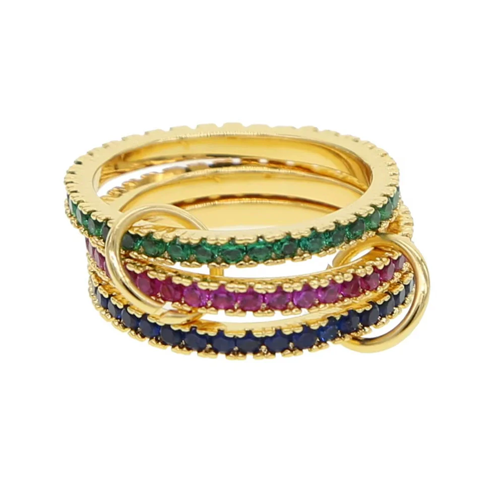 Wholesale Women's And Couple Style Hip Hop Multipiece Overlapping Zircon Ring Set With Diamonds Made Of Copper - Image 30