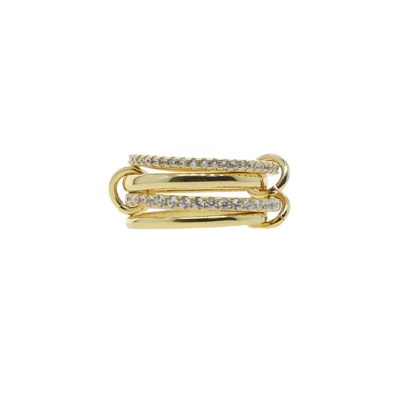 Wholesale Women's And Couple Style Hip Hop Multipiece Overlapping Zircon Ring Set With Diamonds Made Of Copper - Image 8
