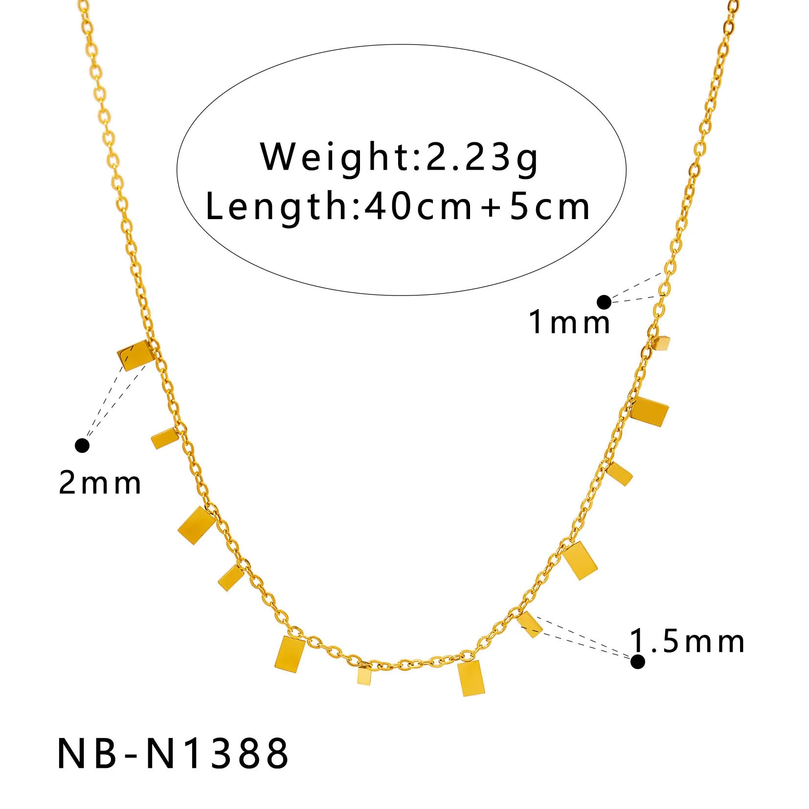 Wholesale Women's Asymmetric Retro Geometric Fanshaped Stainless Steel 18K Gold Plated Necklace With O Word Chain - Image 6