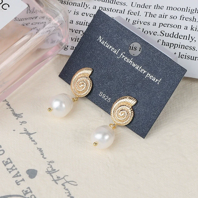 Wholesale Women's Baroque Button Earrings Natural Freshwater Pearl 925 Sterling Silver Needle Oblate Shape - Image 13
