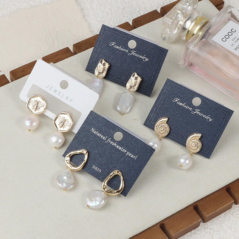 Wholesale Women's Baroque Button Earrings Natural Freshwater Pearl 925 Sterling Silver Needle Oblate Shape - Image 4