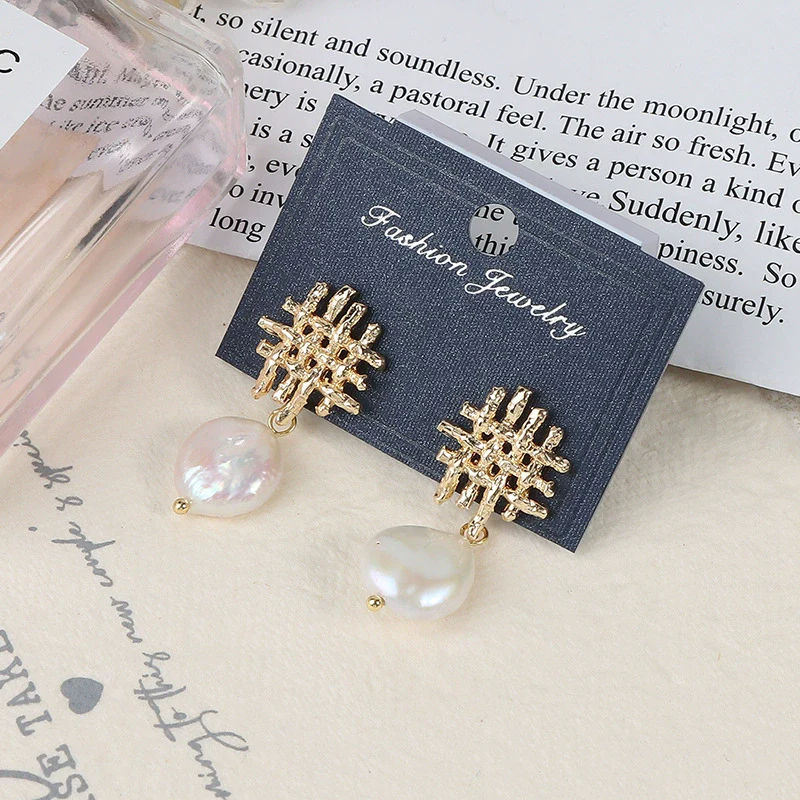 Wholesale Women's Baroque Button Earrings Natural Freshwater Pearl 925 Sterling Silver Needle Oblate Shape - Image 9