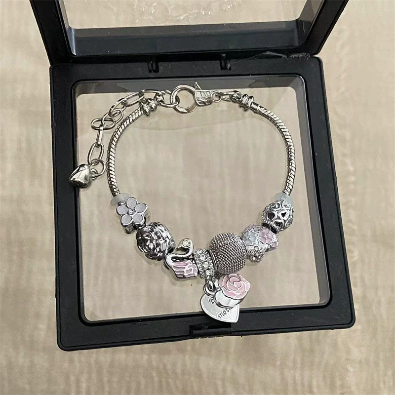 Wholesale Women's Beaded Bracelet With Flower Pattern Mixed Material Electroplated - Image 7