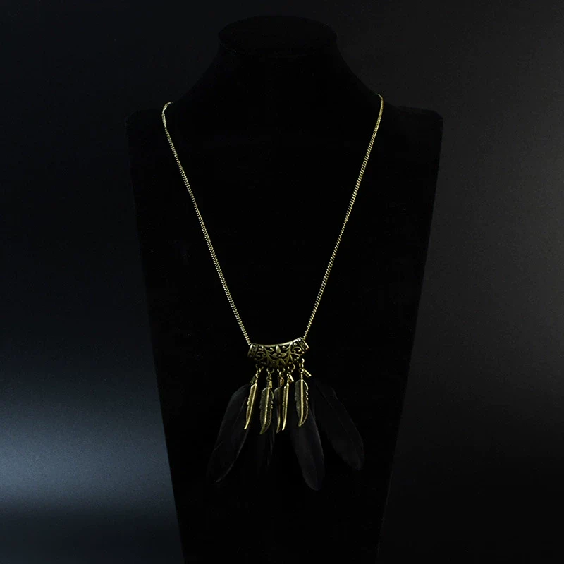 Wholesale Women's Bohemian Creative Feather Tassel Necklace With Geometric Style And Water Wave Chain - Image 10
