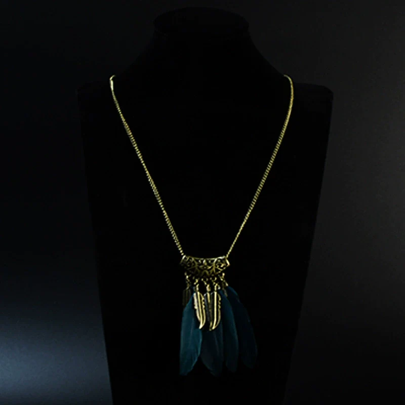 Wholesale Women's Bohemian Creative Feather Tassel Necklace With Geometric Style And Water Wave Chain - Image 11