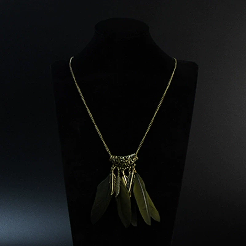 Wholesale Women's Bohemian Creative Feather Tassel Necklace With Geometric Style And Water Wave Chain - Image 12