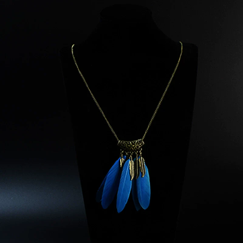 Wholesale Women's Bohemian Creative Feather Tassel Necklace With Geometric Style And Water Wave Chain - Image 13