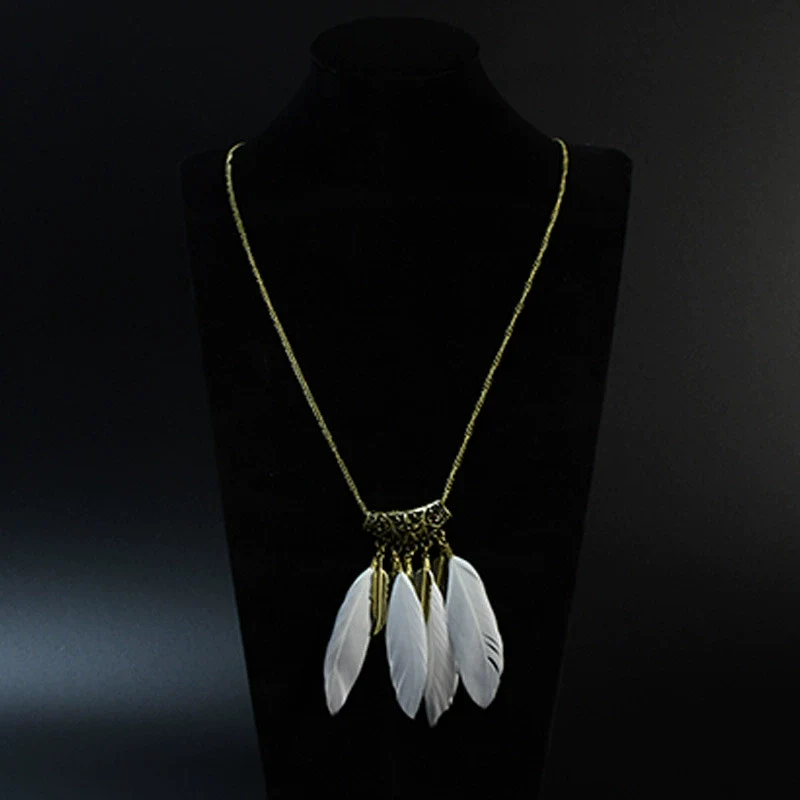 Wholesale Women's Bohemian Creative Feather Tassel Necklace With Geometric Style And Water Wave Chain - Image 5