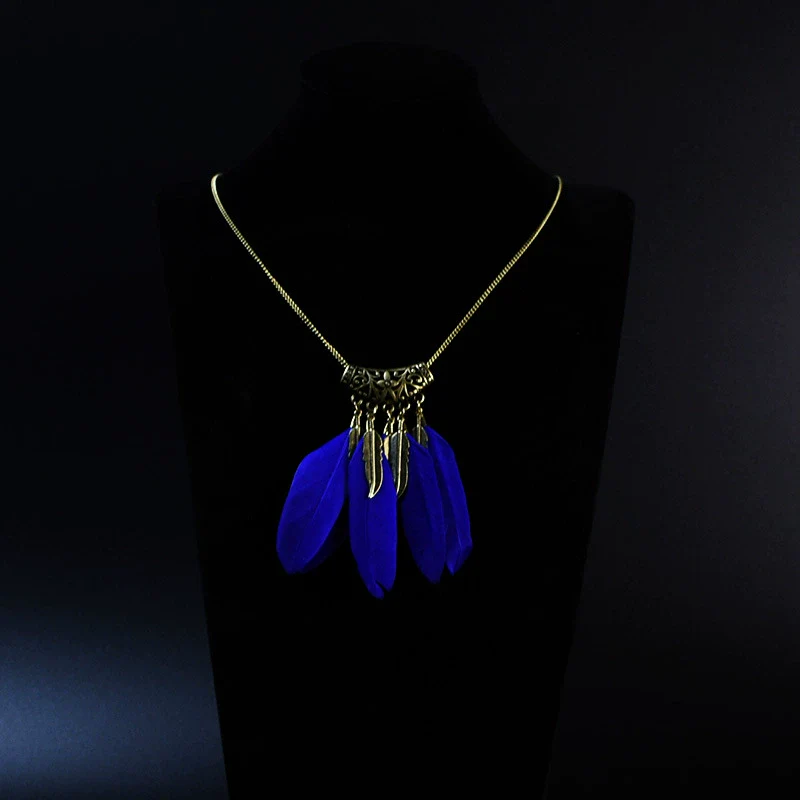 Wholesale Women's Bohemian Creative Feather Tassel Necklace With Geometric Style And Water Wave Chain - Image 8