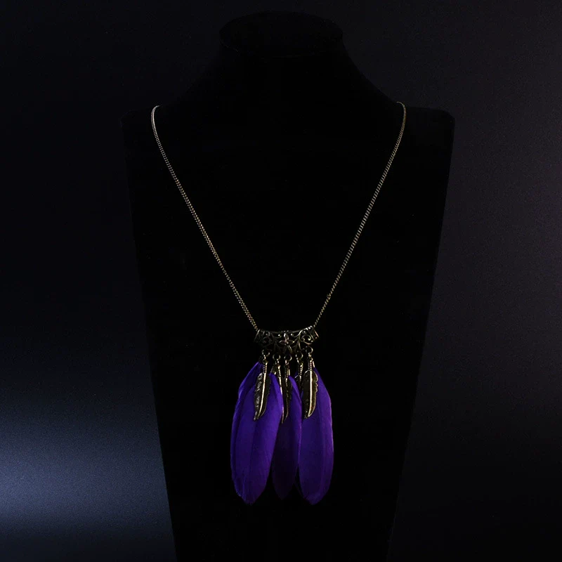 Wholesale Women's Bohemian Creative Feather Tassel Necklace With Geometric Style And Water Wave Chain - Image 9