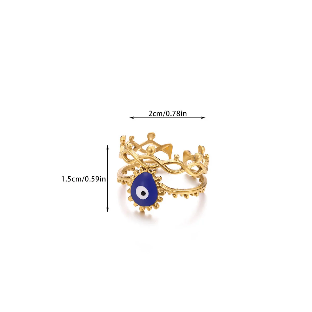 Wholesale Women's Brass Electroplated Devil's Eye Heart Eye Open Bracelet Ring - Image 6