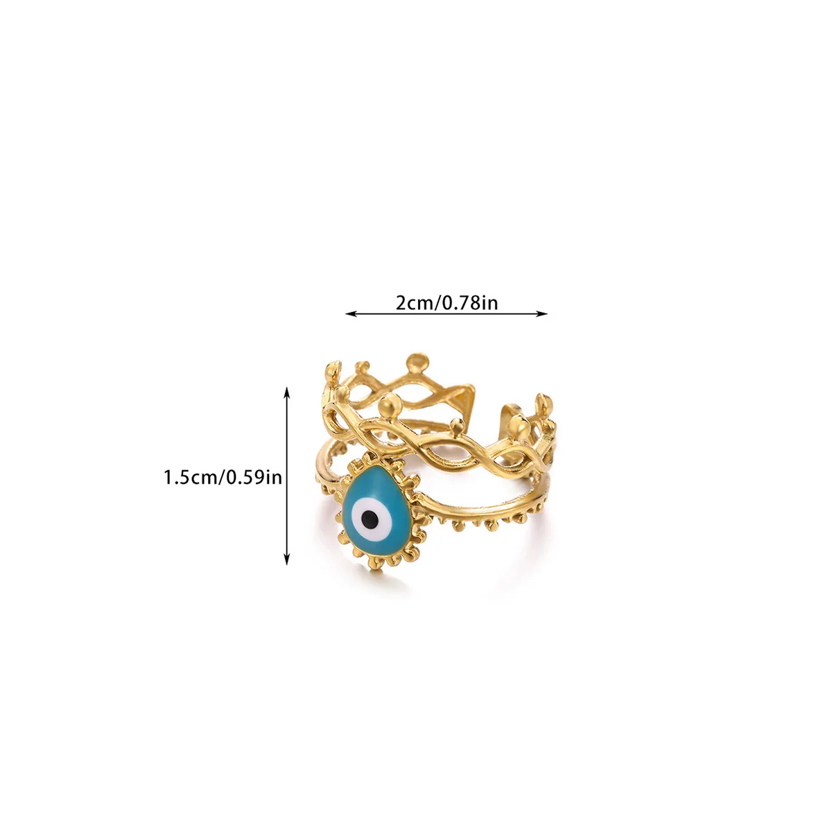 Wholesale Women's Brass Electroplated Devil's Eye Heart Eye Open Bracelet Ring - Image 7
