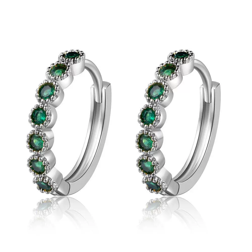 Wholesale Women's Brass Lace Green Zircon Geometric Earrings Gold Plated - Image 5