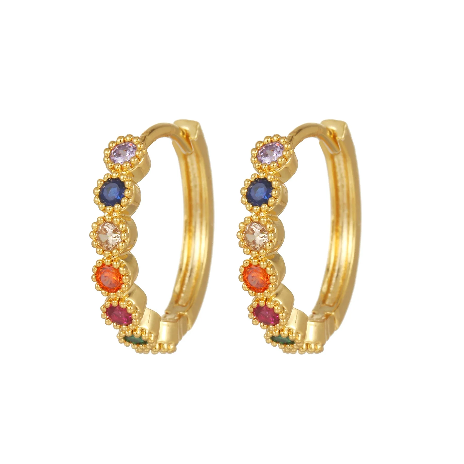 Wholesale Women's Brass Lace Green Zircon Geometric Earrings Gold Plated - Image 8