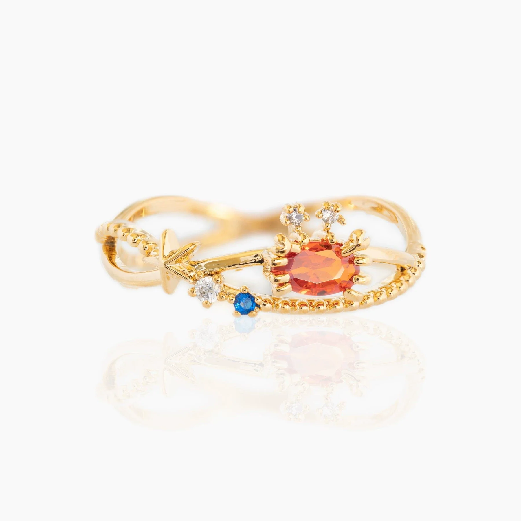 Wholesale Women's Brass Marine Animal Ring With Colorful Zircon Featuring Crab And Seahorse Designs - Image 5