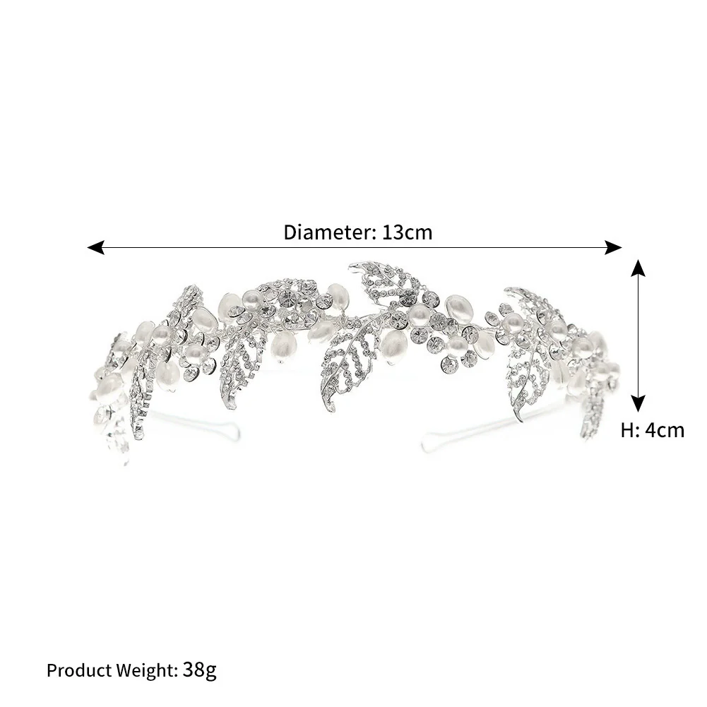 Wholesale Women's Bridal Headwear Pearl And Zinc Alloy Handmade Mori Style Flower And Leaf Hair Band With Diamond Light Luxury Accessories - Image 6