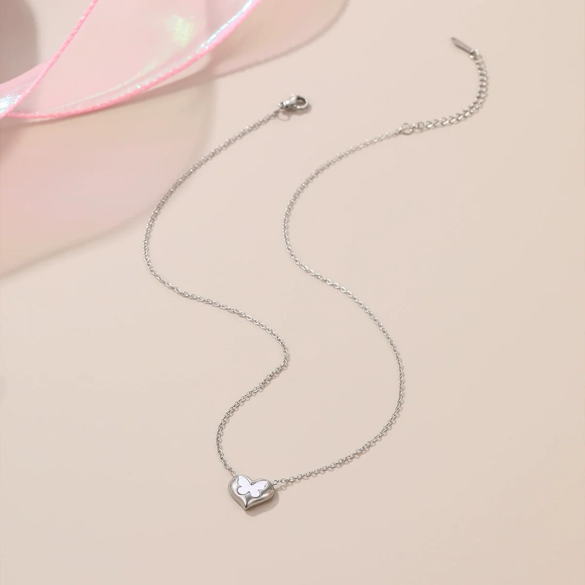 Wholesale Women's Butterfly Heart Geometric Stainless Steel 18K Gold Plated Necklace - Image 4
