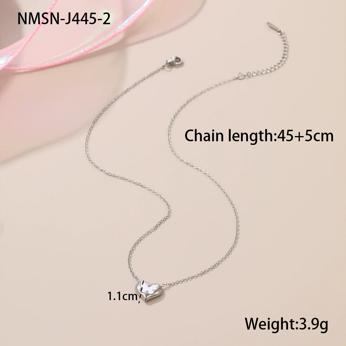 Wholesale Women's Butterfly Heart Geometric Stainless Steel 18K Gold Plated Necklace - Image 7
