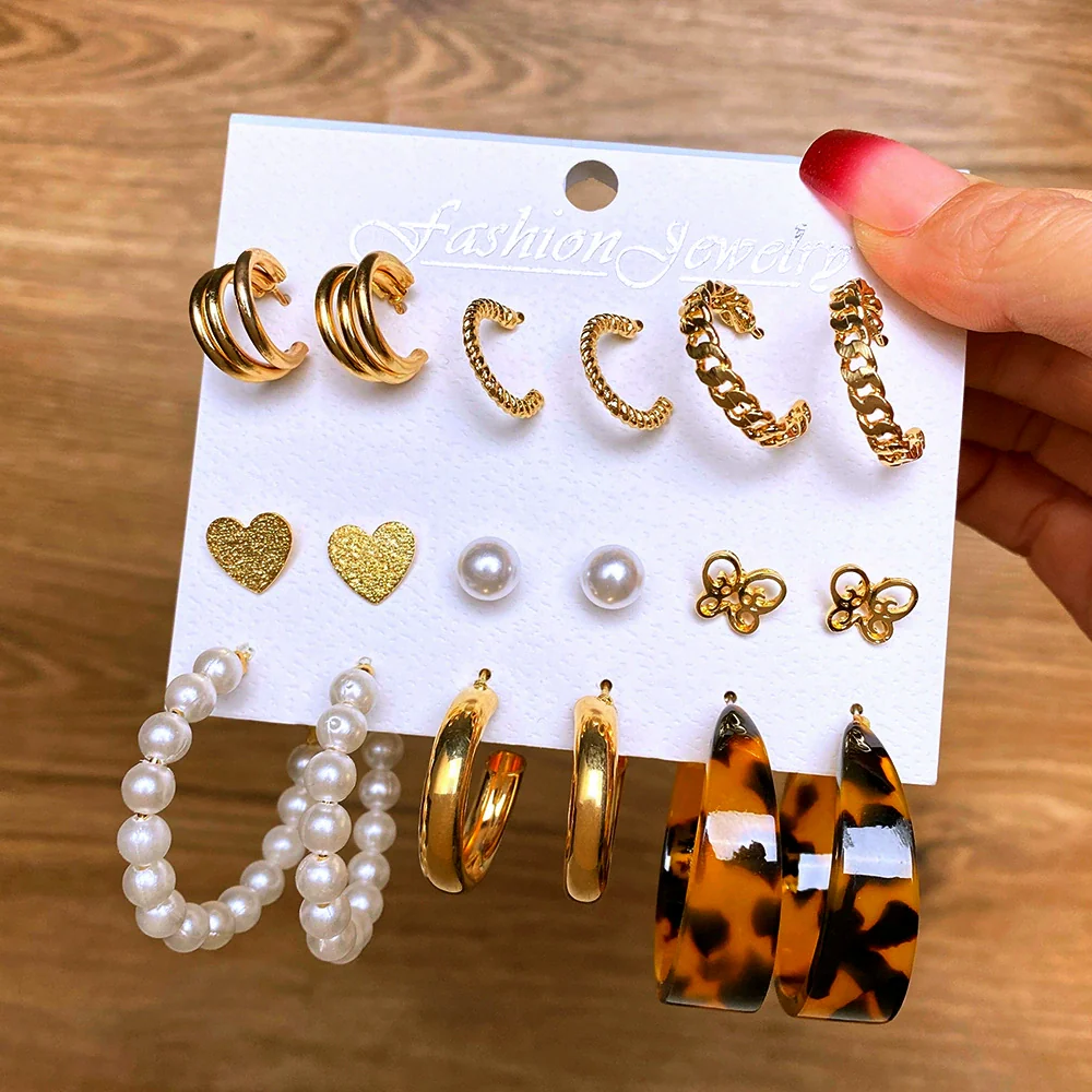 Wholesale Women's Cartoon Animal Style Alloy And Stainless Steel Geometric Carved Snake Shaped Butterfly Earrings Set - Image 4