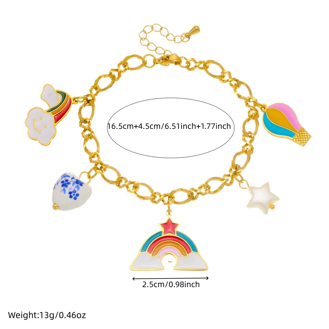 Wholesale Women's Cartoon Minimalist Stainless Steel Electroplated Jewelry Set With Heart Shape Pendant Featuring Stars Sun And Moon Clouds And Universe Patterns - Image 4