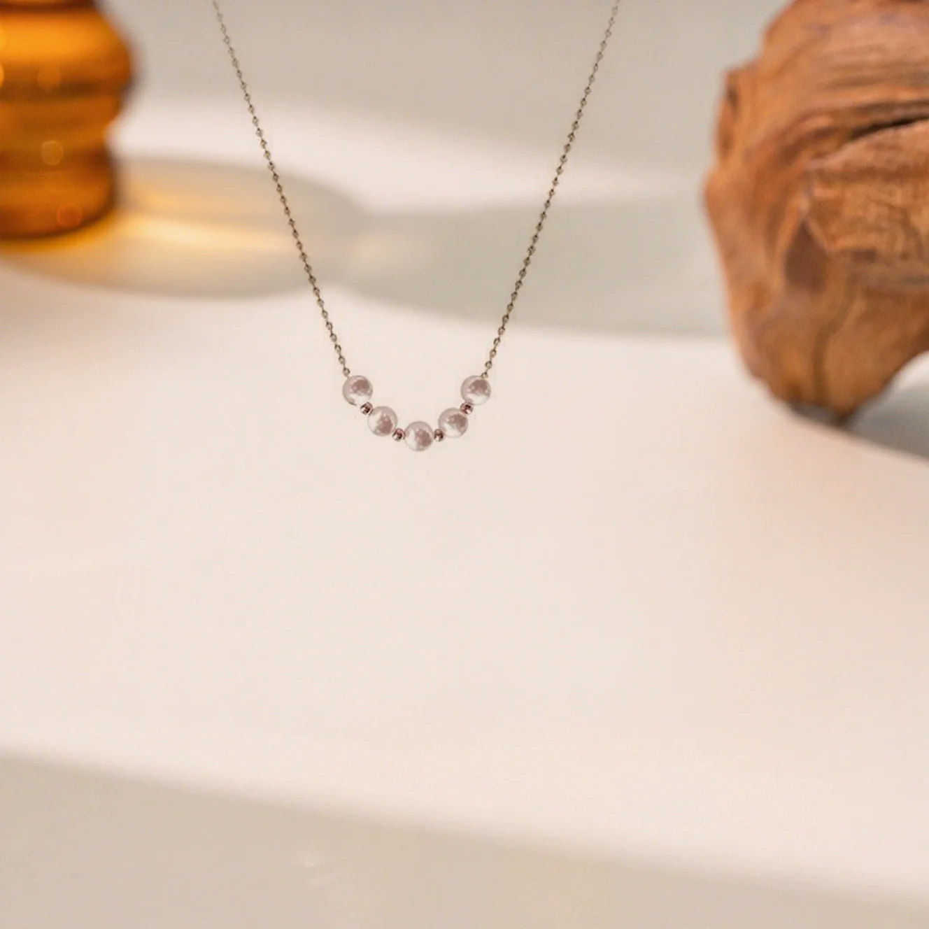 Wholesale Women's Casual Baroque Simple Geometric Pearl Titanium Steel Electroplated Necklace With Melon Seed Chain - Image 7