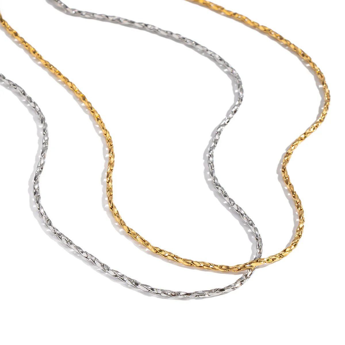 Wholesale Women's Casual Geometric 18K Real Gold Plated Stainless Steel Chain Necklace With Pvd Furnace Vacuum Real Gold Plating - Image 5