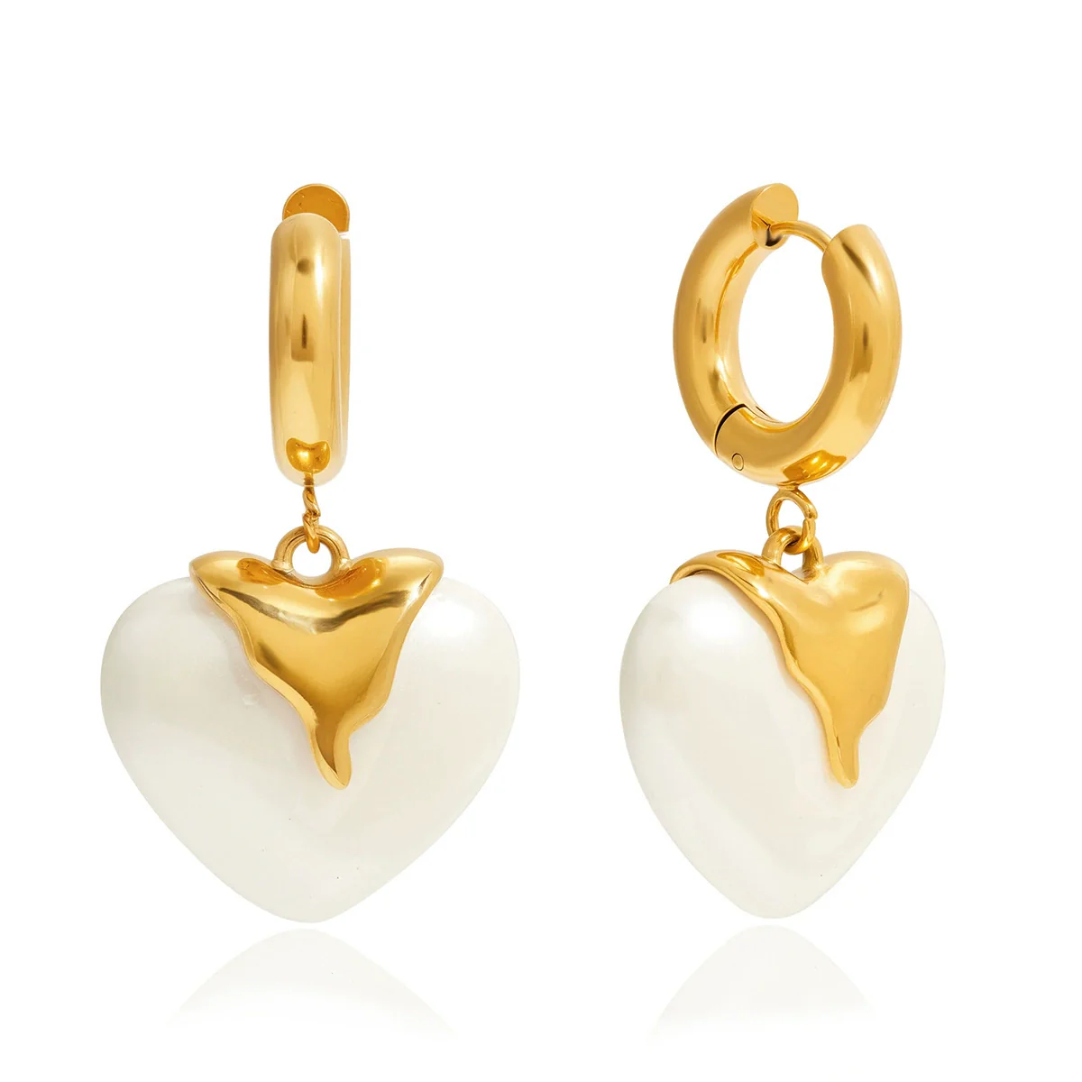 Wholesale Women's Casual Geometric And Heart Shape Electroplated Stainless Steel Earrings - Image 5