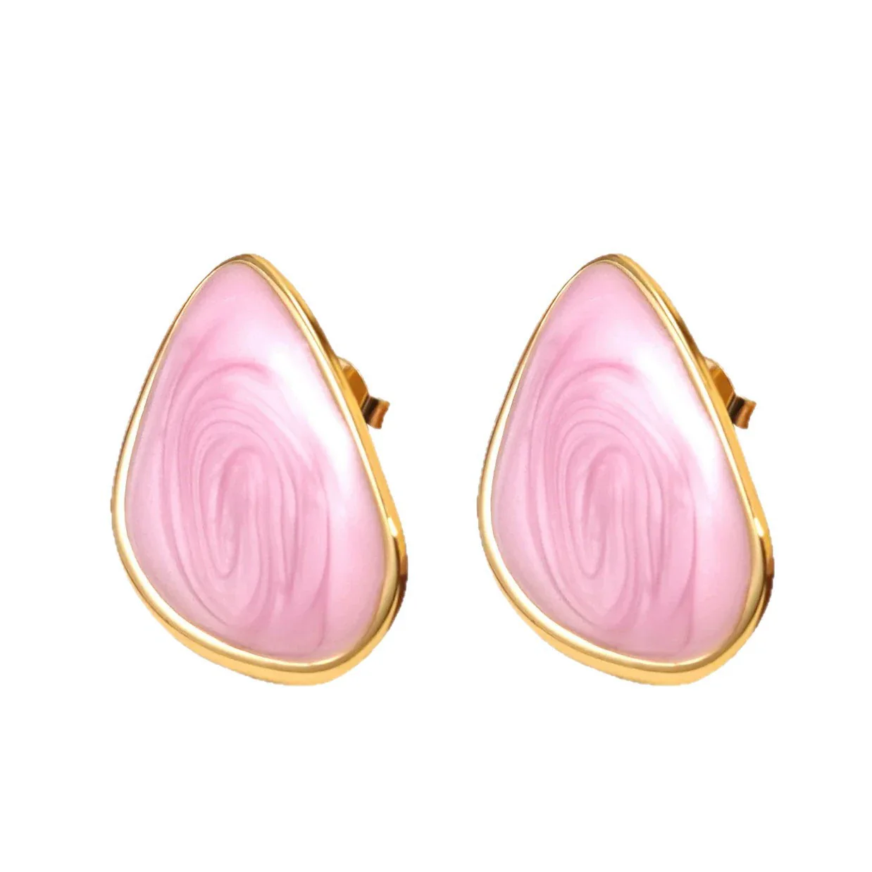 Wholesale Women's Casual Geometric Dripping Oil Stainless Steel Earrings - Image 5