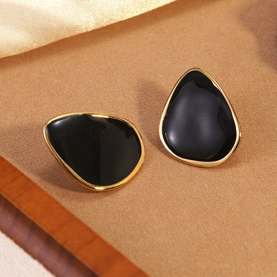 Wholesale Women's Casual Geometric Dripping Oil Stainless Steel Earrings - Image 6