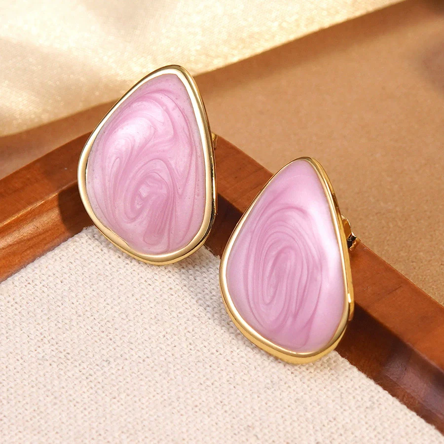 Wholesale Women's Casual Geometric Dripping Oil Stainless Steel Earrings - Image 8