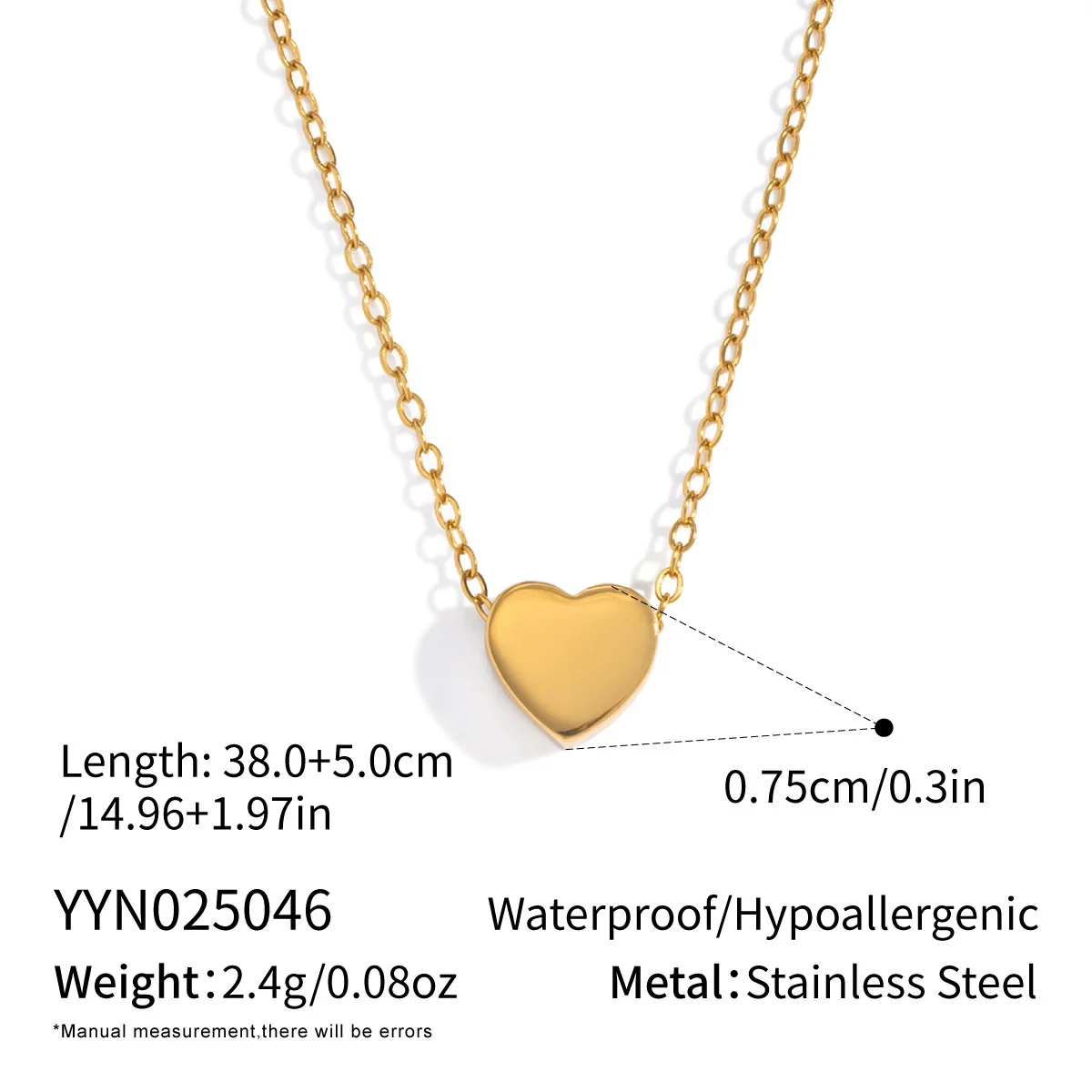 Wholesale Women's Casual Geometric Heart And Fivepointed Star Pendant Necklace In Stainless Steel With 18K Real Gold Pvd Furnace Vacuum Plating - Image 8