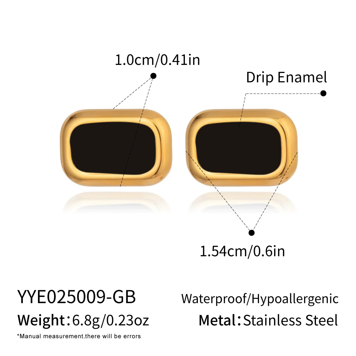 Wholesale Women's Casual Geometric Rectangular Stainless Steel Earrings With Pvd Furnace Vacuum Real Gold Plating - Image 6