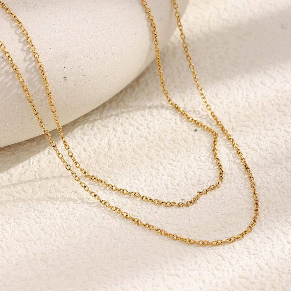 Wholesale Women's Casual Geometric Stainless Steel 18K Gold Plated Regular Oshaped Chain Necklace