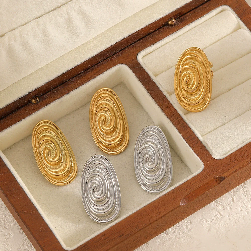 Wholesale Women's Casual Geometric Stainless Steel Earrings With Pvd Furnace Vacuum Real Gold Plating - Image 2