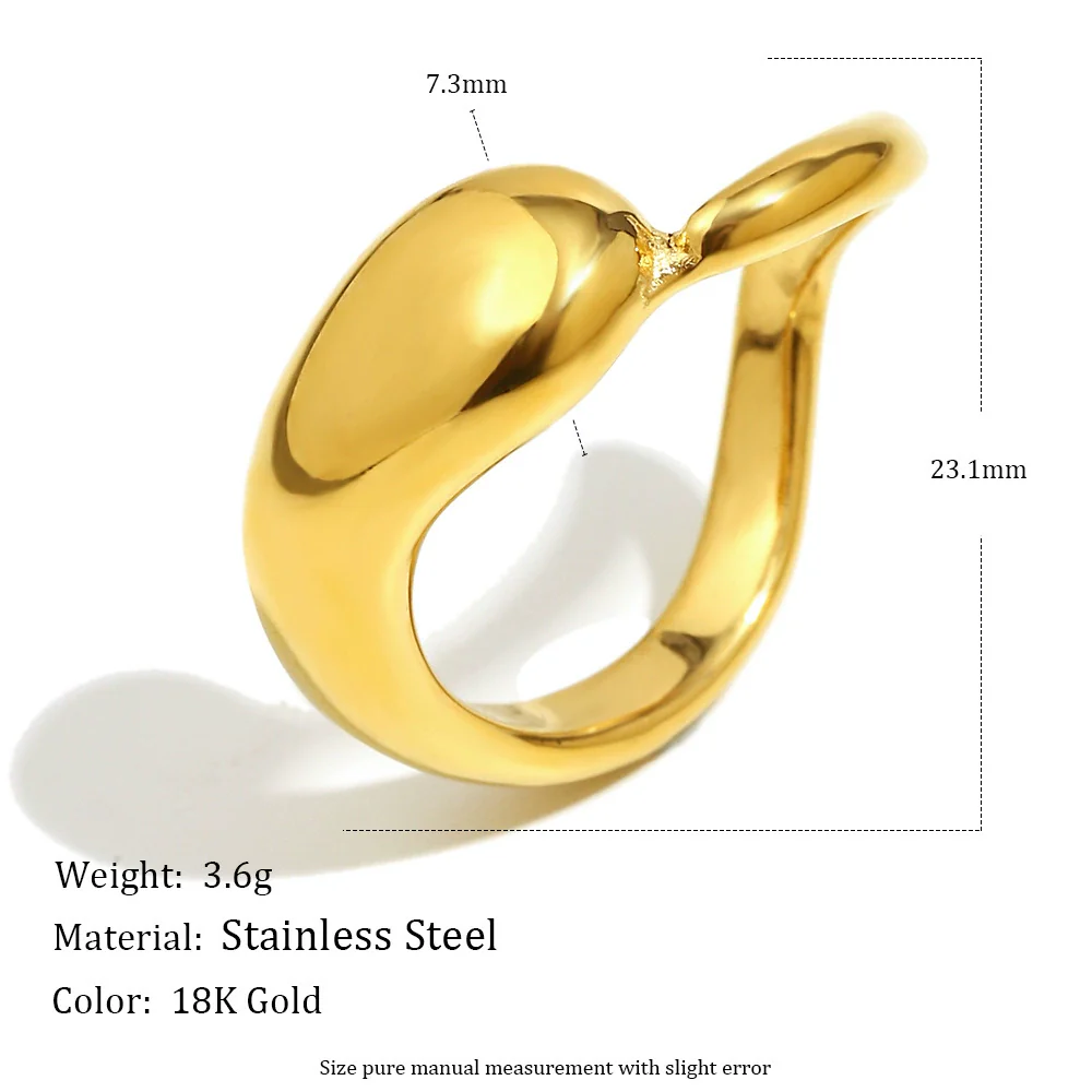 Wholesale Women's Casual Geometric Stainless Steel Electroplated 18K Gold Asymmetrical Twisted Ring - Image 2