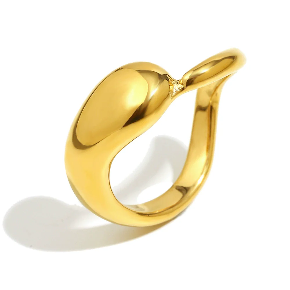Wholesale Women's Casual Geometric Stainless Steel Electroplated 18K Gold Asymmetrical Twisted Ring - Image 5